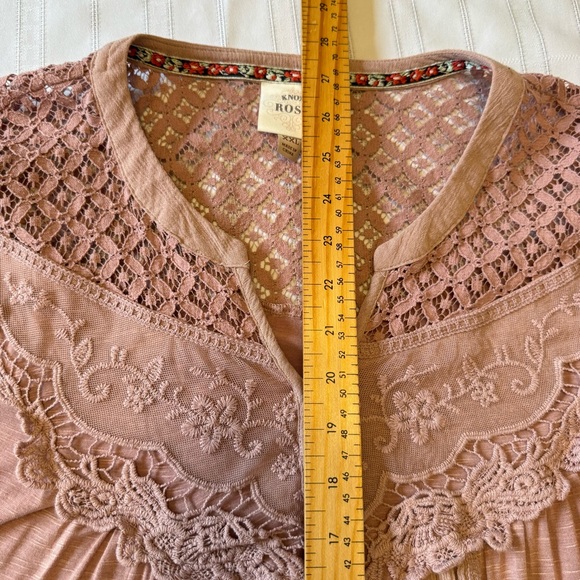 Knox Rose Women's Dusty Pink Lace Detail Boho Blouse - Size XXL - Picture 9 of 9